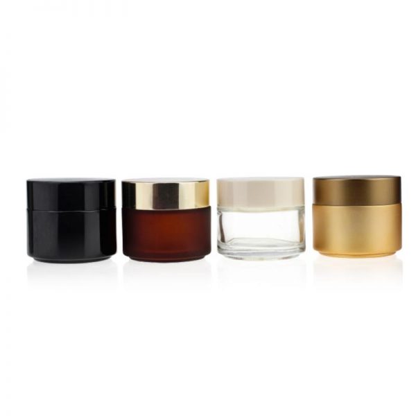 H16af9591bd4e46288da260094f56e8303 Round Amber Clear Glass Jar Cosmetic Bottle-LZGZPH2014 - Image 1