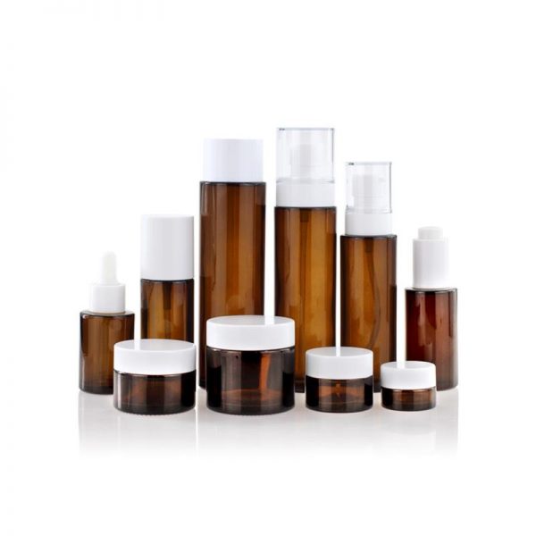 H618f82010a61435ab8a6041f498a1abdd Amber Glass Set Lotion Bottle and Cream Jar Containers-LZGZPH2007 - Image 1