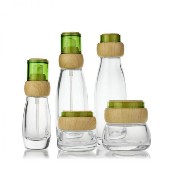 HTB1jKzTK3DqK1RjSZSyq6yxEVXaq Skincare Cosmetic Bottle Glass with Wooden Pump Cap-LZGZPH2008 - Image 1