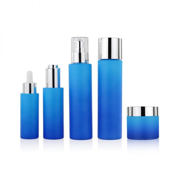 Cosmetic Packaging Blue Glass Bottle Set-LZGZPH2002 - Image 1