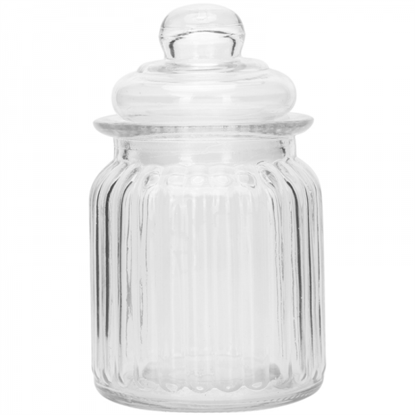 Striped Storage Glass Jar with Lid-LZXZHF1011 - Image 1