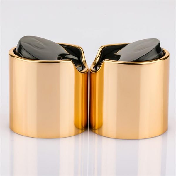 10 (3) High Quality Aluminum plastic Press Cap Gold Disc Top Cap - Image 1